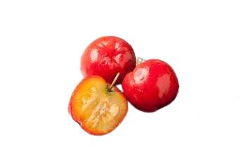 Baies d'acérola rouge vif sur une branche