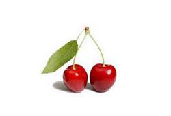 Cerises rouges et brillantes, fruit en C